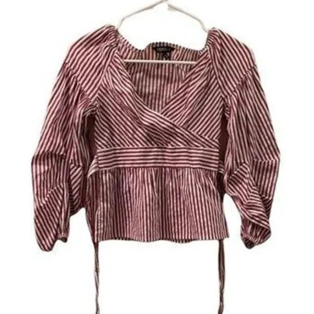 Express Women's XS Striped Peasant Sleeve Blouse Multicolor Casual